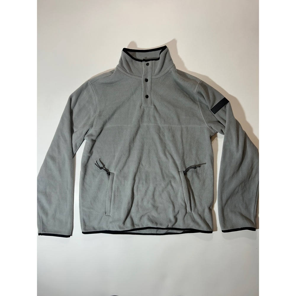 Aeropostale Fleece Pullover Mens M Gray New Quarter Snap Logo Pocket Jacket